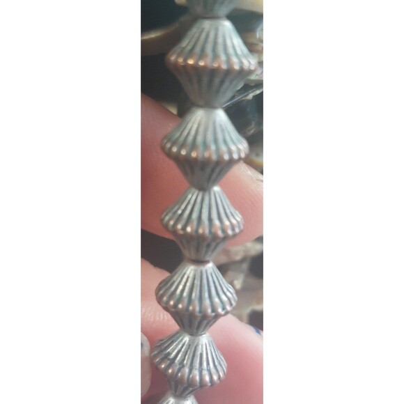 18" 3 strand vintage pearl and abalone with wood and silvertone bead necklace - Picture 5 of 12